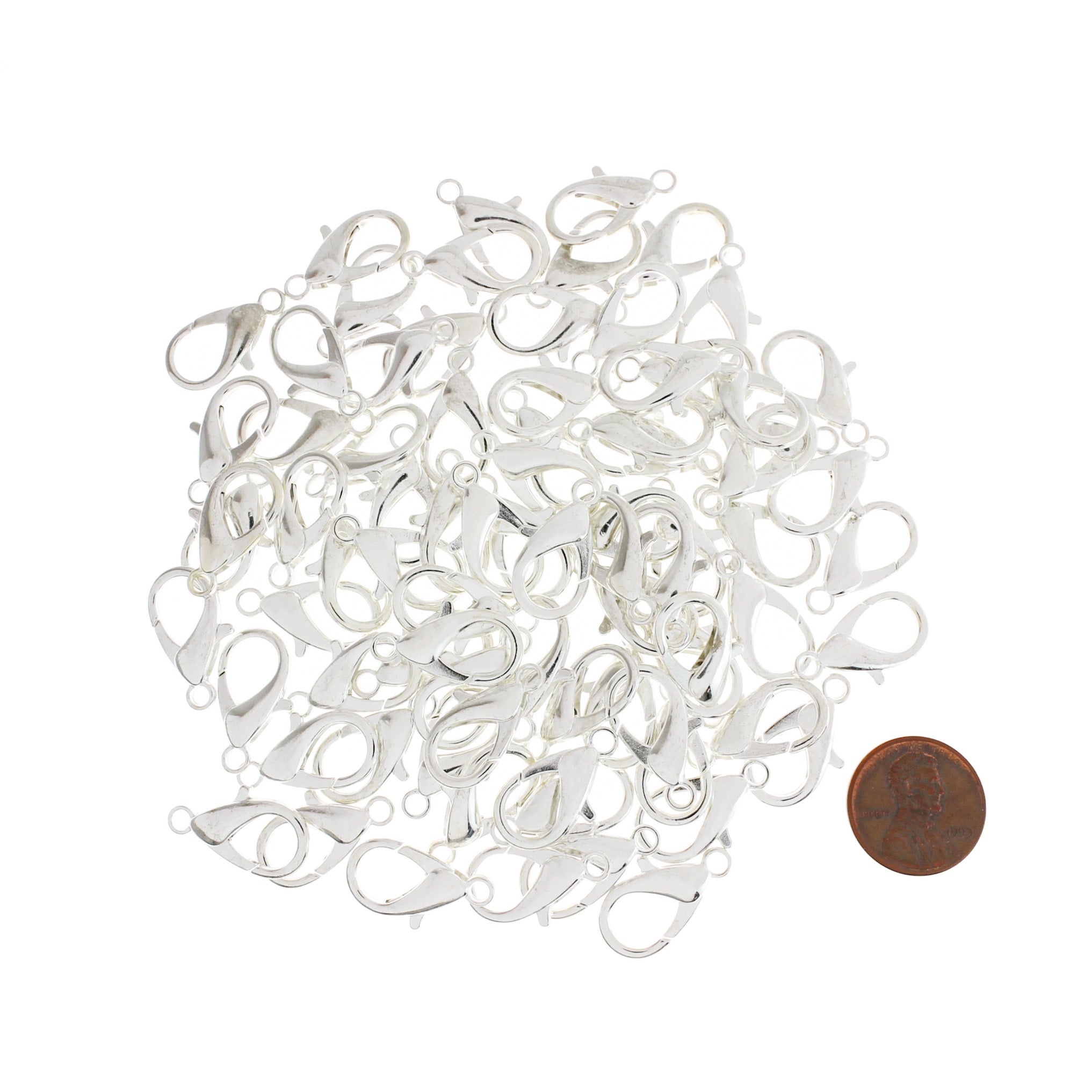 Fermoirs mousqueton argentés 20 mm x 11 mm - 20 fermoirs - FF289