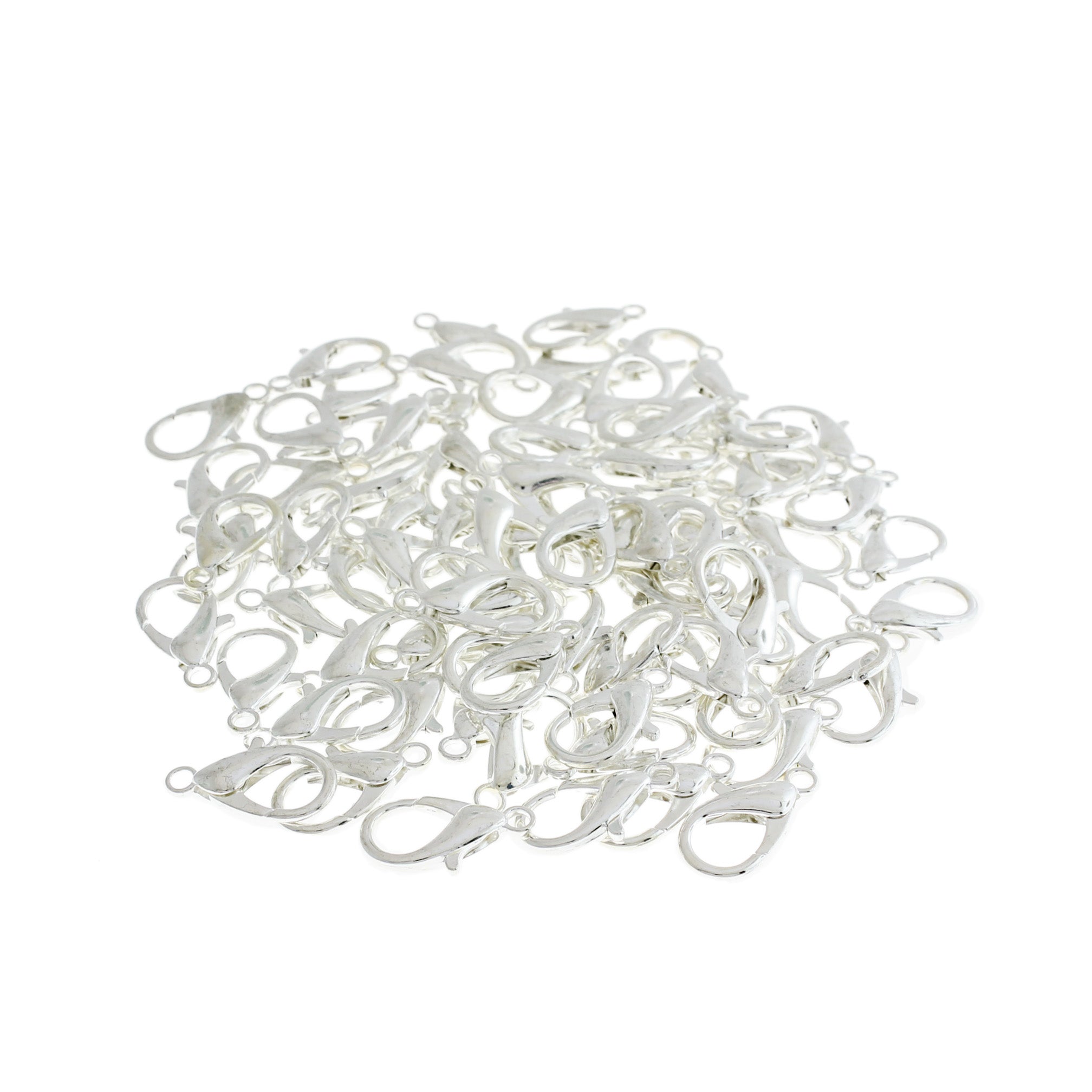 Fermoirs mousqueton argentés 20 mm x 11 mm - 20 fermoirs - FF289