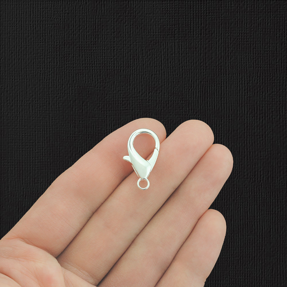 Silver Tone Lobster Clasps 23mm x 12mm - 10 Clasps - FF279