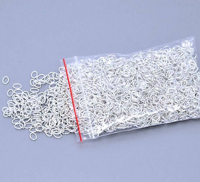 Silver Tone Oval Jump Rings 5.5mm x 4mm x 0.7mm - Open 21 Gauge - 2000 Rings - J056