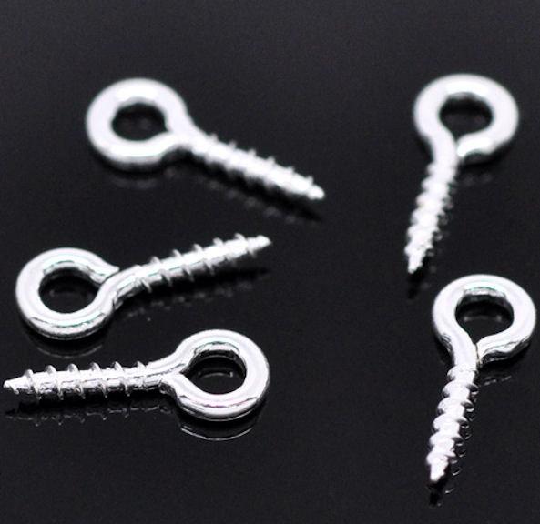 Bélières à vis argentées - 10 mm x 4 mm - 100 pièces - FD040