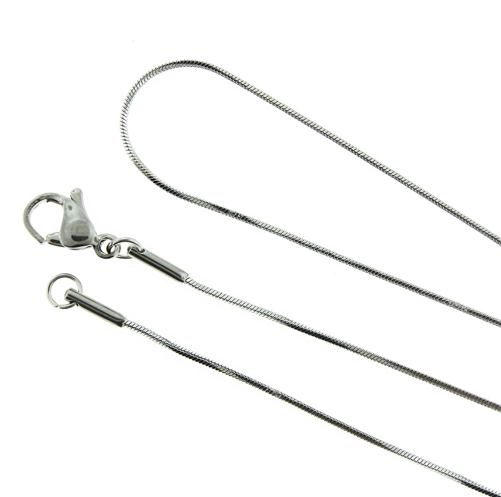 Silver Tone Snake Chain Necklace 18" - 1mm - Choose Your Quantity!