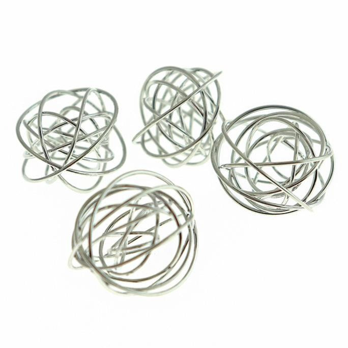 Cages à perles en spirale argentées - 25 mm x 23 mm - 6 pièces - FD1068