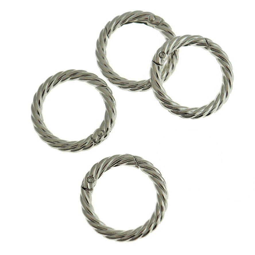Silver Tone Spring Gate Clasps 35.5mm x 5mm - 4 Clasps - FD1071