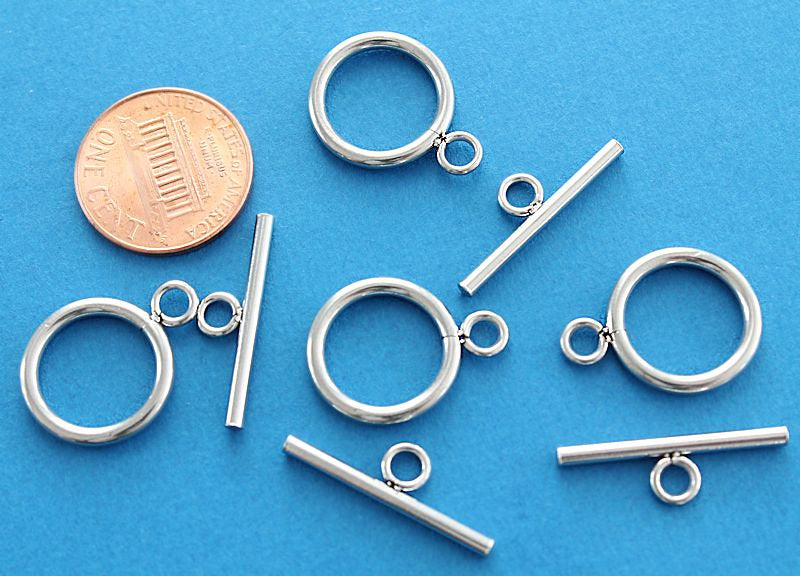 Fermoirs à bascule argentés 12,5 mm x 12,5 mm - 4 jeux de 8 pièces - FD108