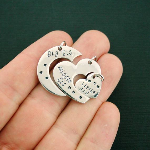 Sisters Charm Antique Silver Tone Charms 3 Piece Set - SC7082