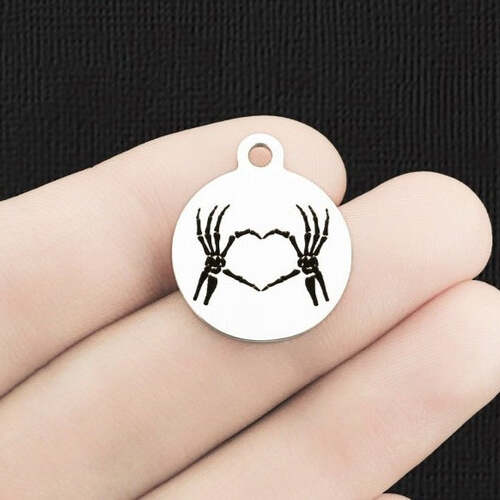 Skeleton Heart Stainless Steel Charms - BFS001-6667
