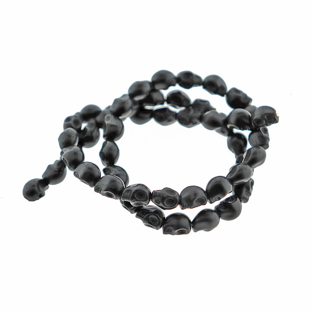 Skull Synthetic Turquoise Beads 8mm x 6mm - Black - 1 Strand 52 Beads - BD2543