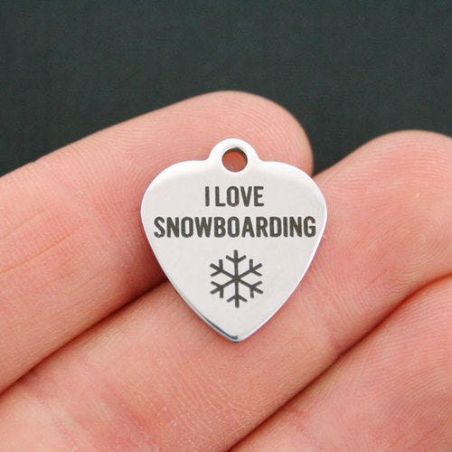 Snowboarding Stainless Steel Charms - I love - BFS011-0212