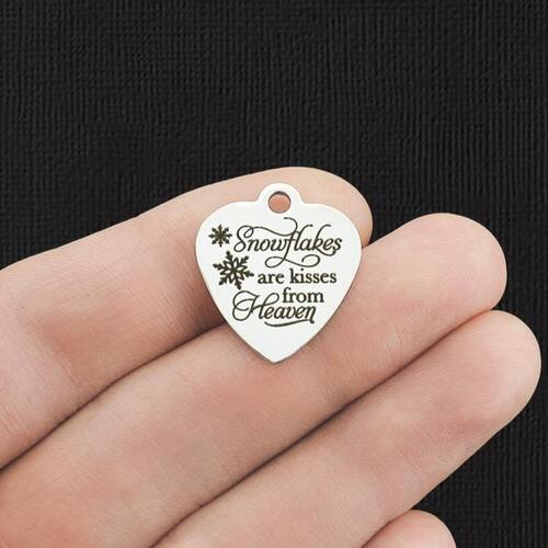 Breloques flocons de neige en acier inoxydable - sont des baisers du ciel - BFS011-5868