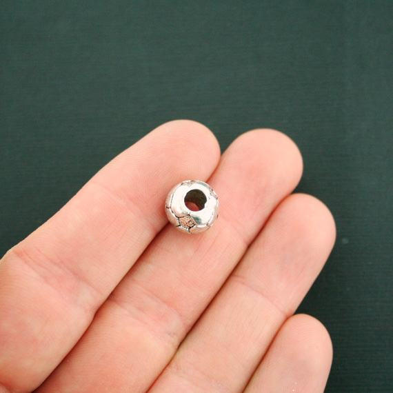 Soccer Ball Spacer Beads 10mm x 12mm - Silver Tone - 6 Beads - SC3966