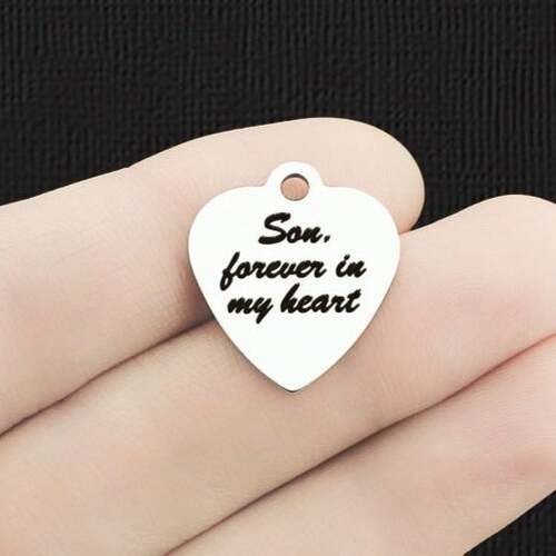 Breloques en acier inoxydable Son - pour toujours dans mon coeur - BFS011-6557