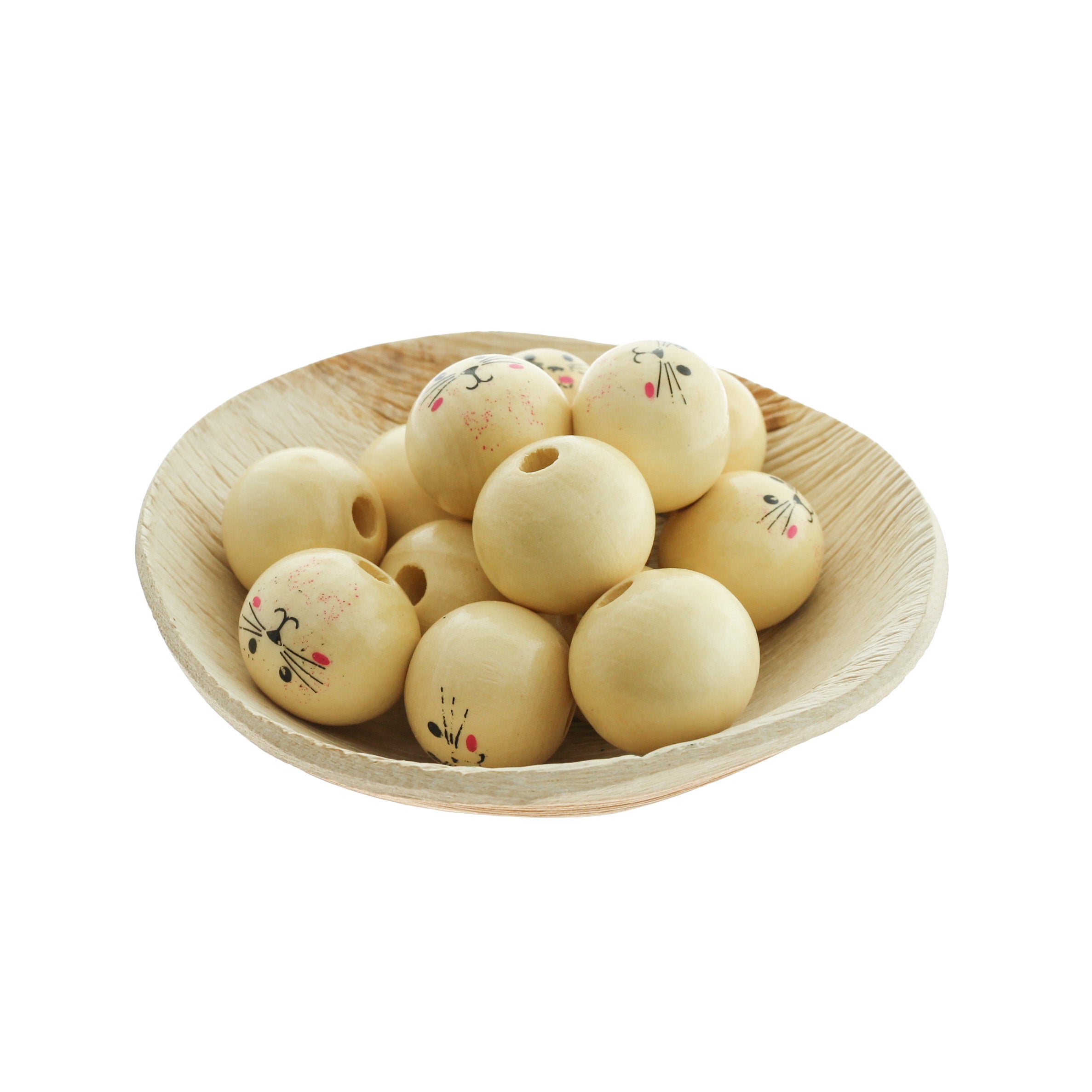 Spacer Wooden Beads 20mm - Natural Wood Cat - 10 Beads - BD654