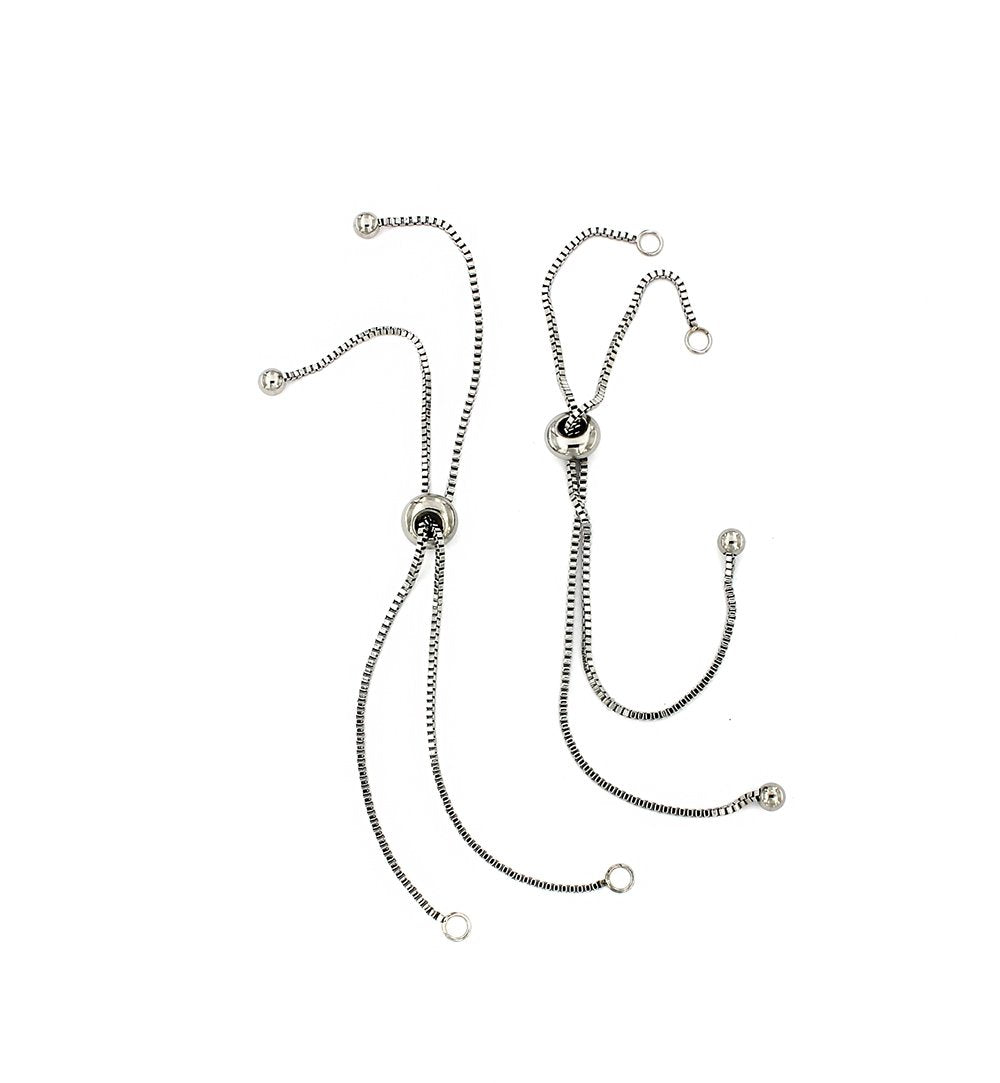 Stainless Steel Box Chain Bracelet Base 10" with Extender - 1mm - 1 Bracelet - FD763