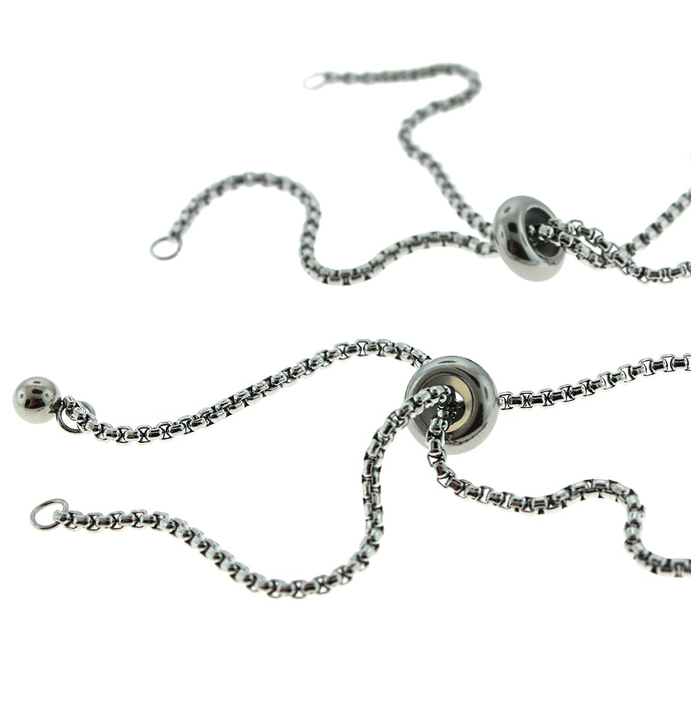 Stainless Steel Box Chain Bracelet Base 130mm - 1.5mm - 5 Bracelets - Z1051