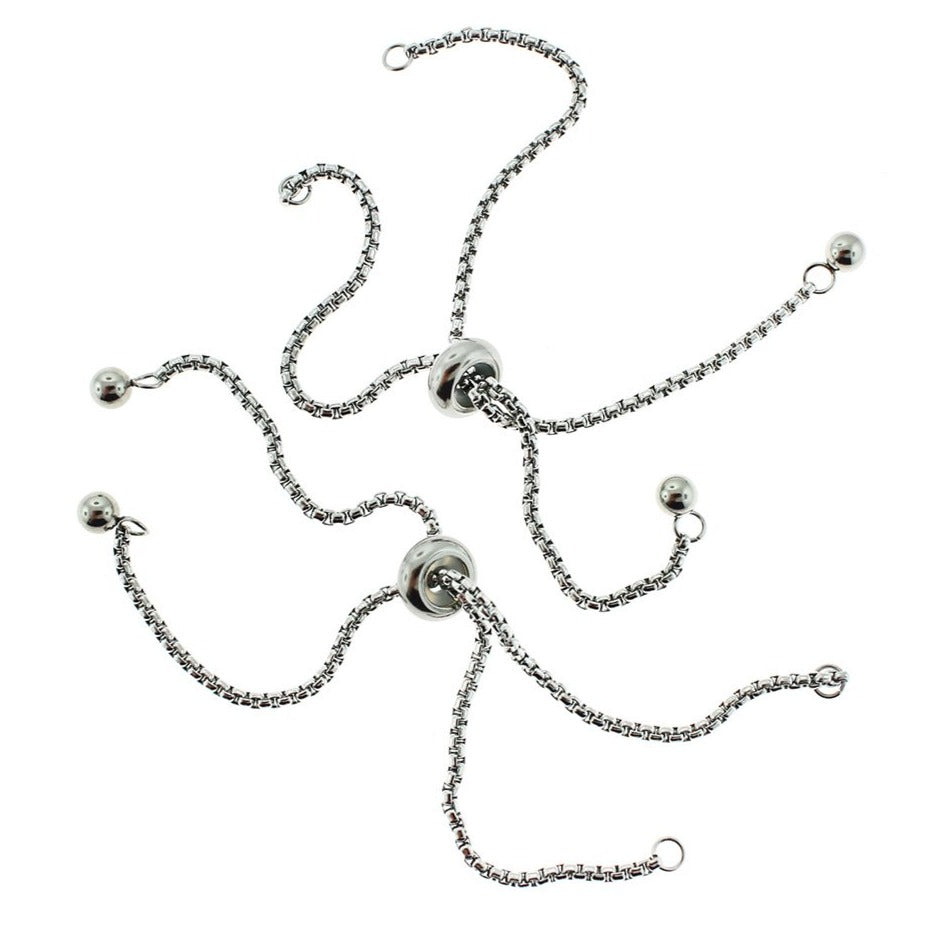 Stainless Steel Box Chain Bracelet Base 130mm - 1.5mm - 5 Bracelets - Z1051