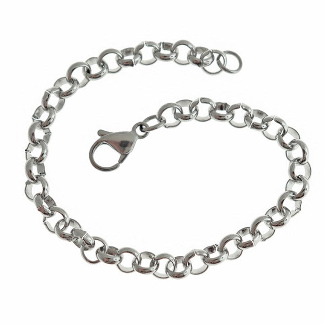 Bracelet Chaîne Câble Acier Inoxydable 7" - 5mm - 1 Bracelet - N223
