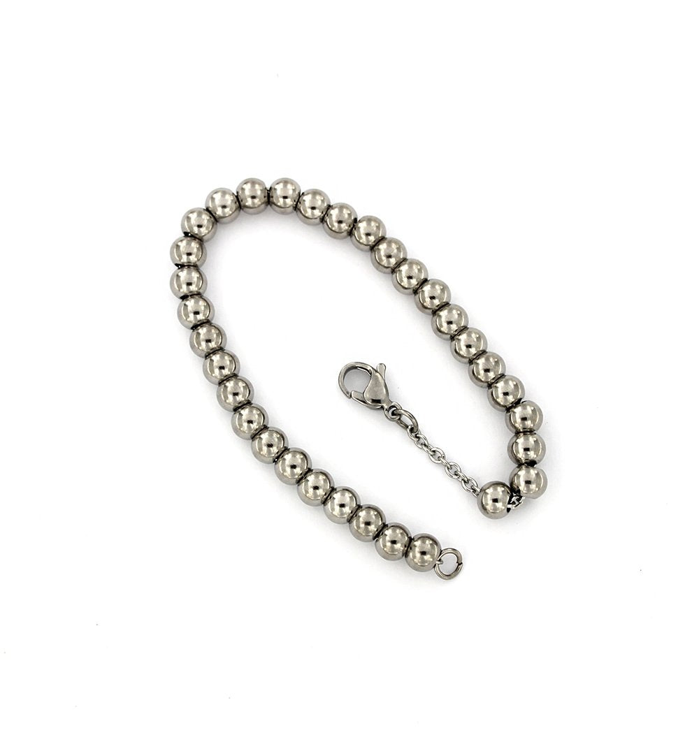 Bracelet Chaîne Câble Acier Inoxydable Avec Perles Intercalaires 7.75"- 2.2mm - 1 Bracelet - N094