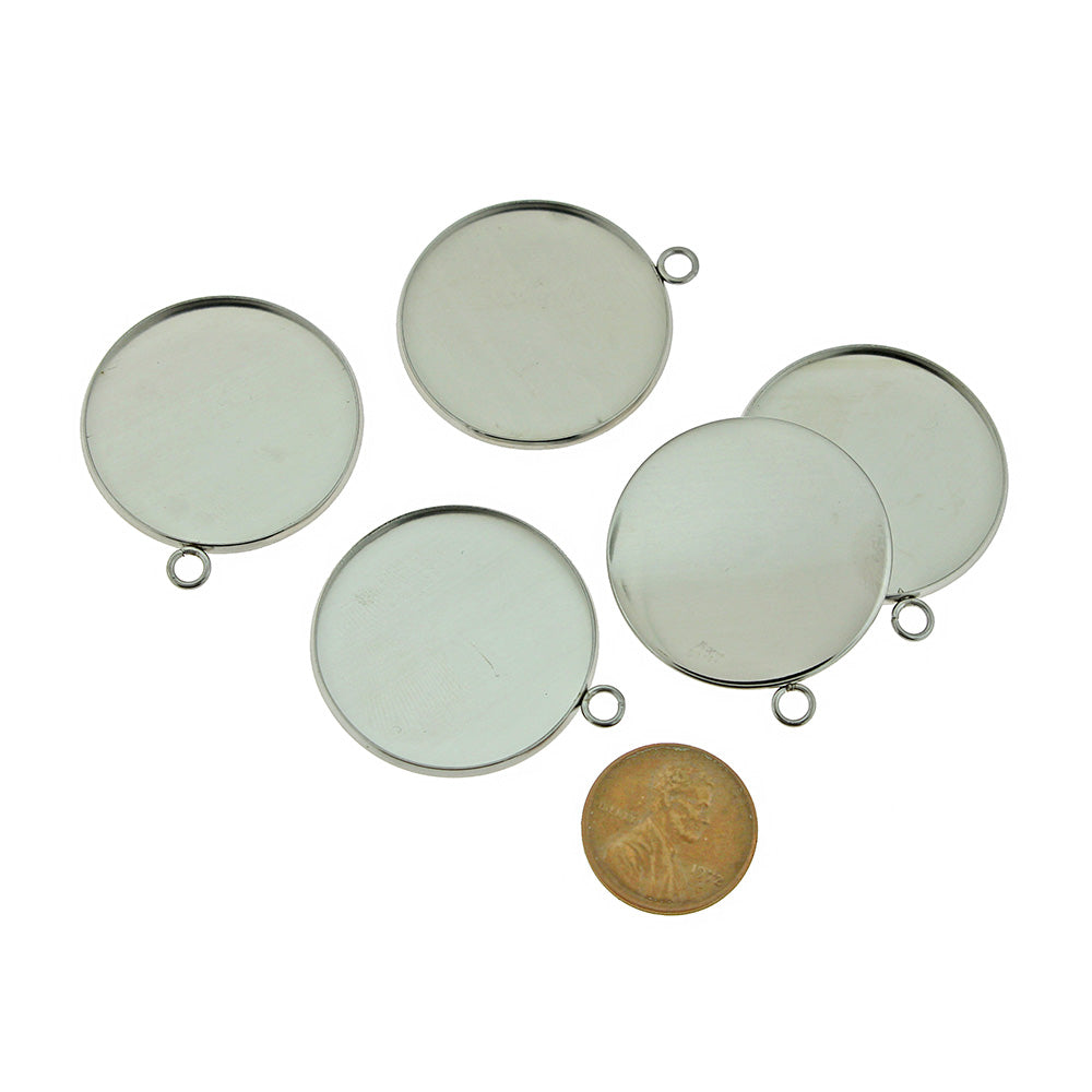 Stainless Steel Cabochon Settings - 30mm Tray - 4 Pieces - FD265