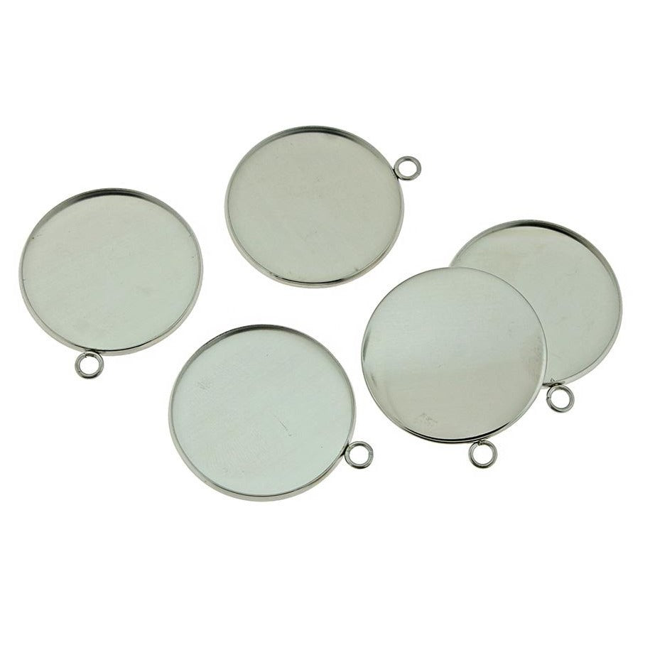 Stainless Steel Cabochon Settings - 30mm Tray - 4 Pieces - FD265