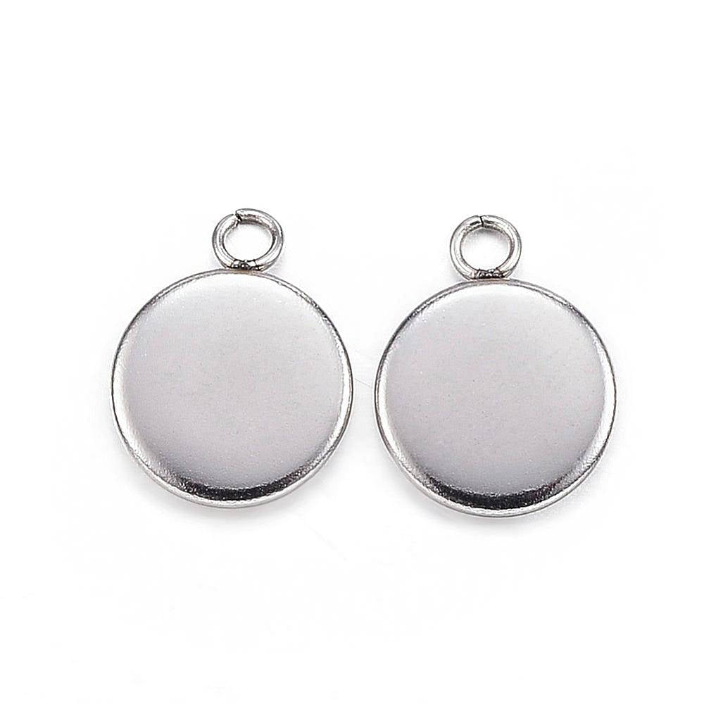 Stainless Steel Cabochon Settings - 8mm Tray - 50 Pieces - FD549
