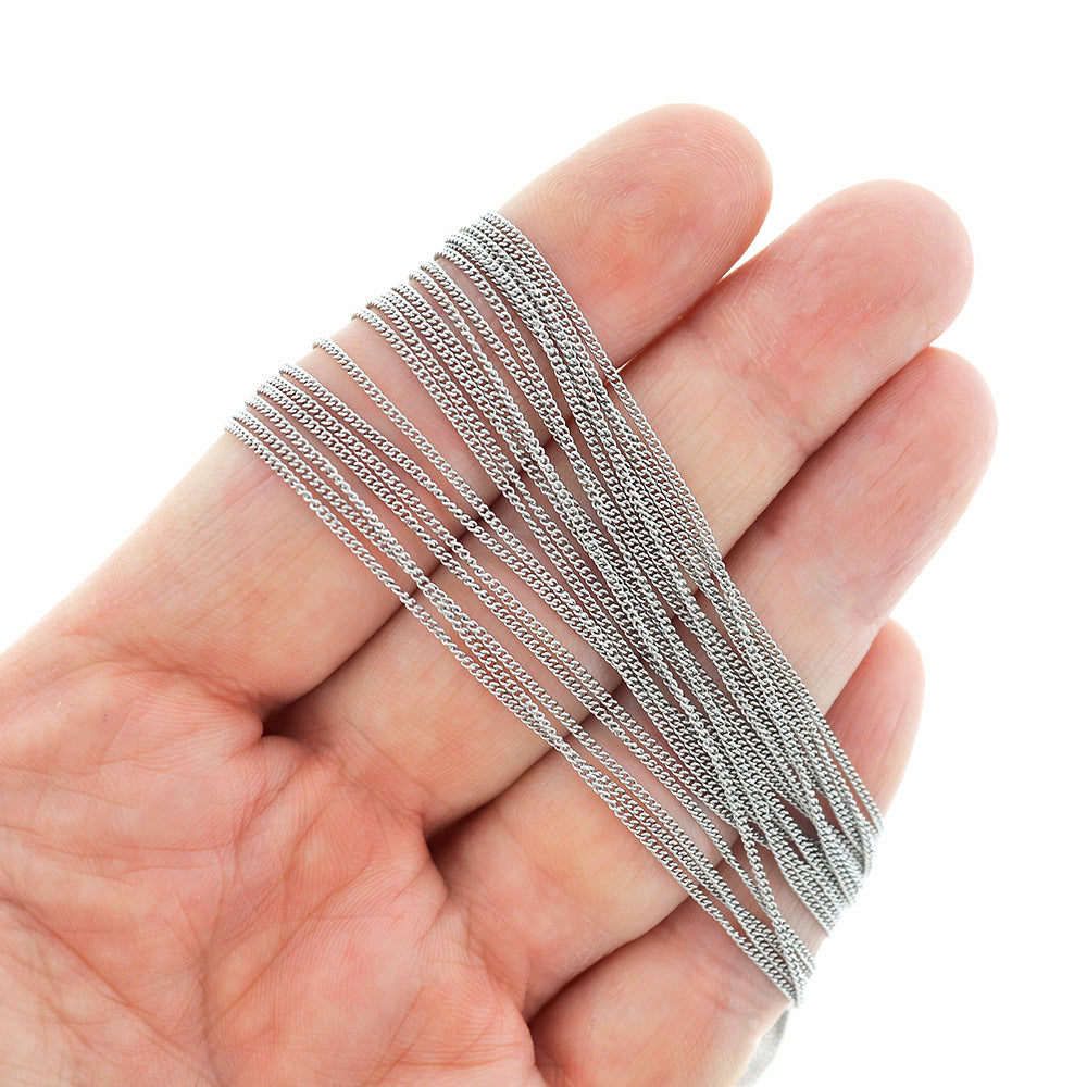 Stainless Steel Curb Chain Necklace 20" - 1mm - Choose Your Quantity!