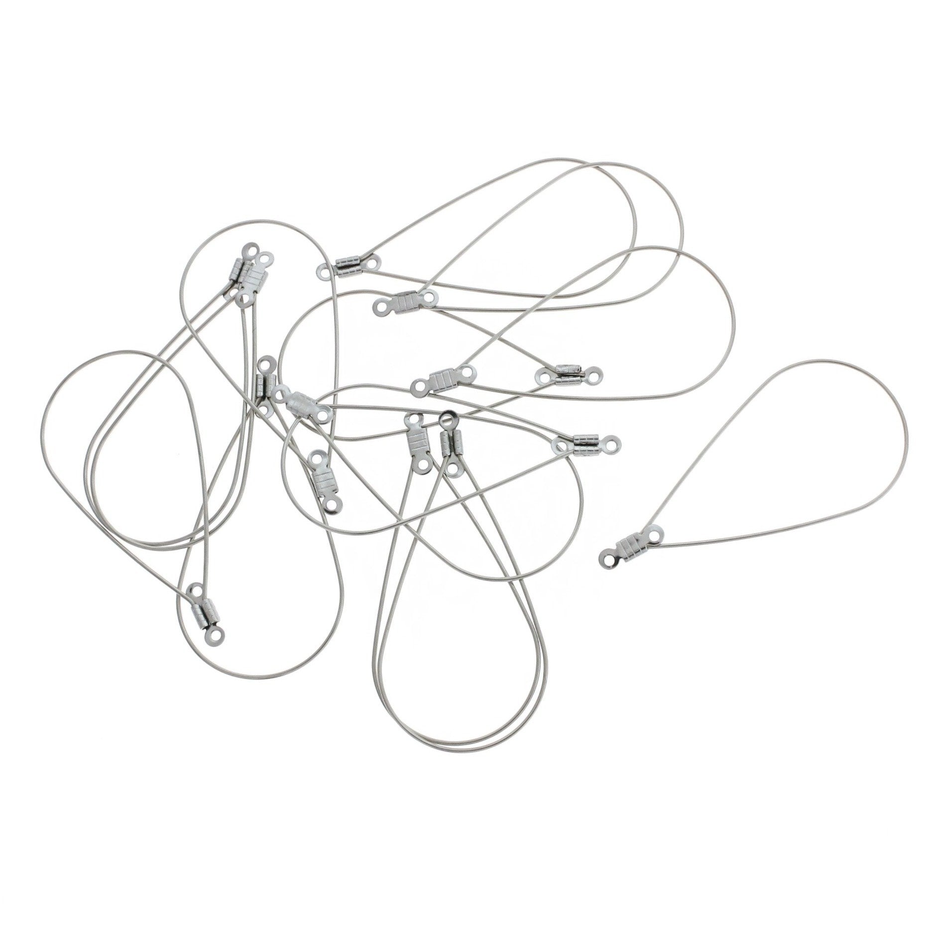 Stainless Steel Drop Pendant Earrings - 48.5mm x 23mm - 20 Pieces 10 Pairs - Z1162