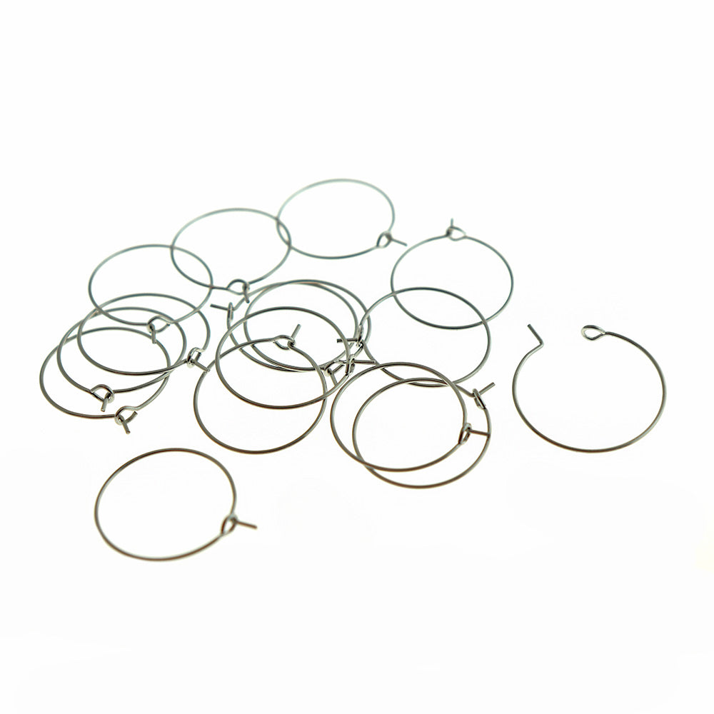 Stainless Steel Earring Wires - Wine Charms Hoops - 24mm - 20 Pieces 10 Pairs - Z547