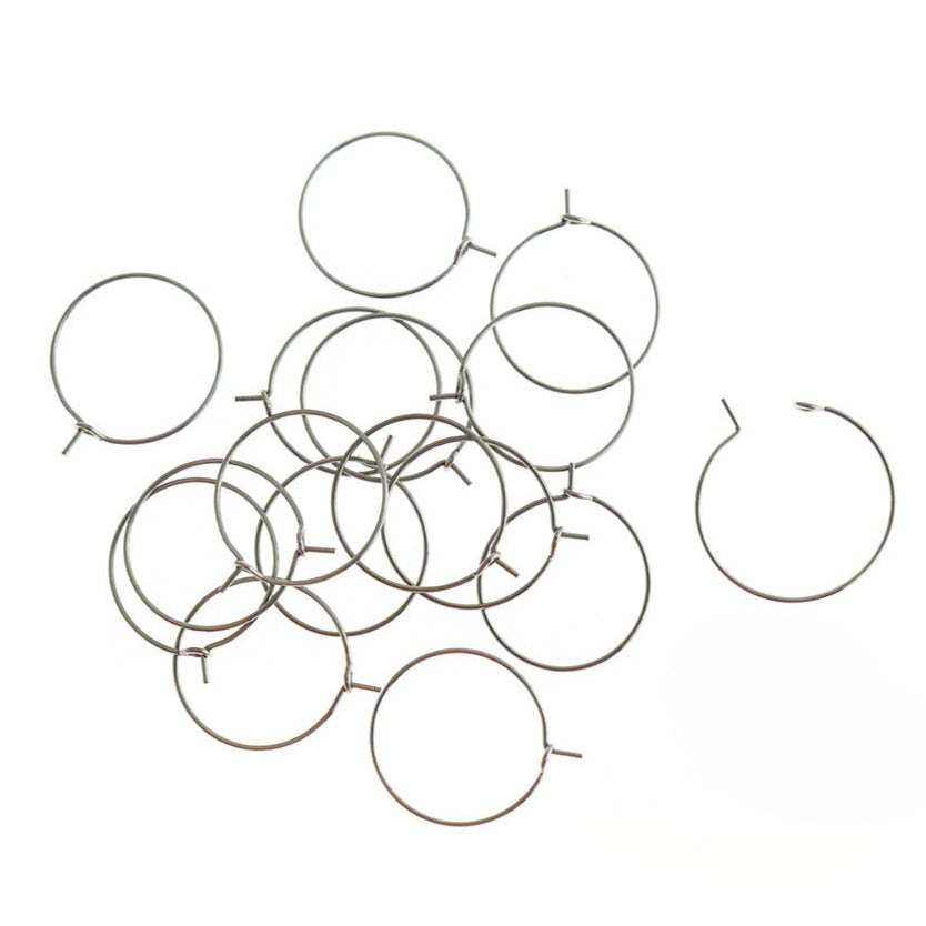 Stainless Steel Earring Wires - Wine Charms Hoops - 24mm - 20 Pieces 10 Pairs - Z547