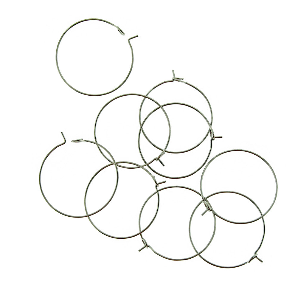 Stainless Steel Earring Wires - Wine Charms Hoops - 25mm - 20 Pieces - FD922