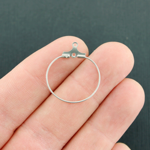 Stainless Steel Earring Wires - Wine Charms Hoops - 25mm - 20 Pieces - MT695