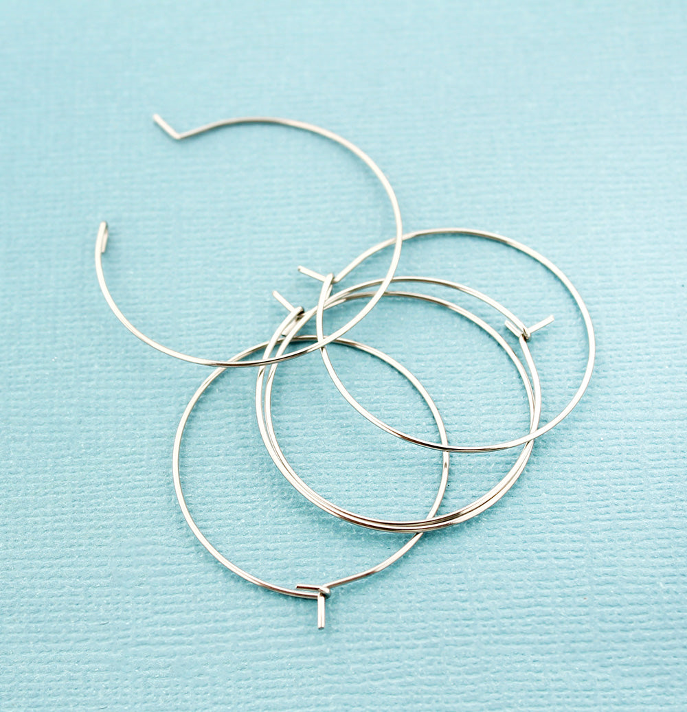 Stainless Steel Earring Wires - Wine Charms Hoops - 30mm - 50 Pieces - Z1041