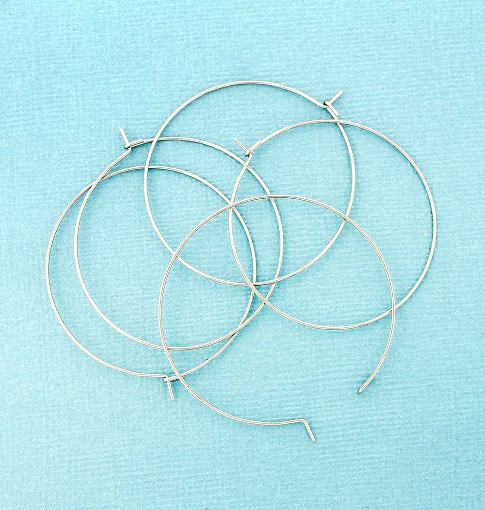 Stainless Steel Earring Wires - Wine Charms Hoops - 40mm - 10 Pieces - Z961