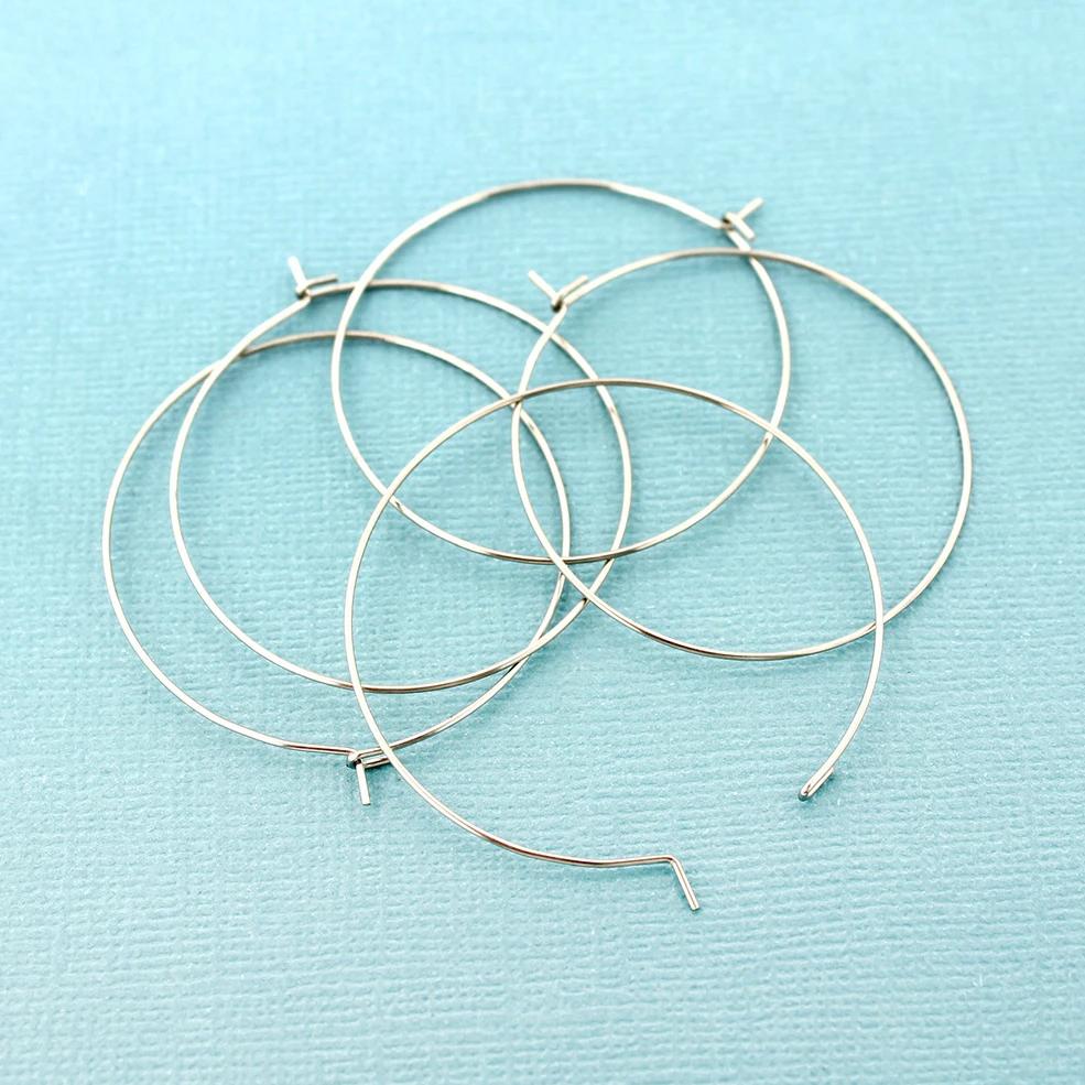 Stainless Steel Earring Wires - Wine Charms Hoops - 40mm - 10 Pieces - Z961