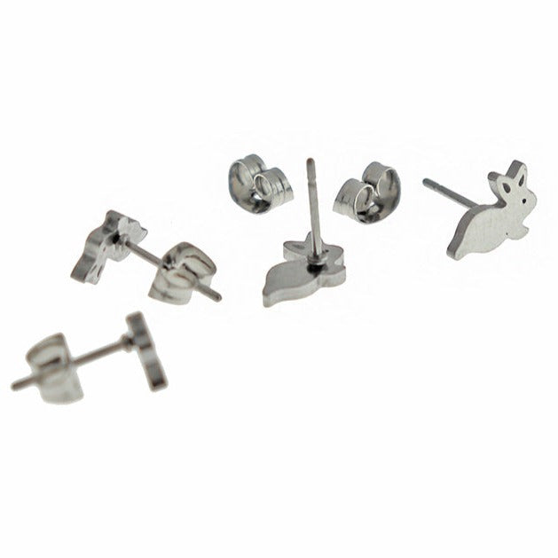 Stainless Steel Earrings - Bunny Studs - 7mm x 6mm - 2 Pieces 1 Pair - ER278