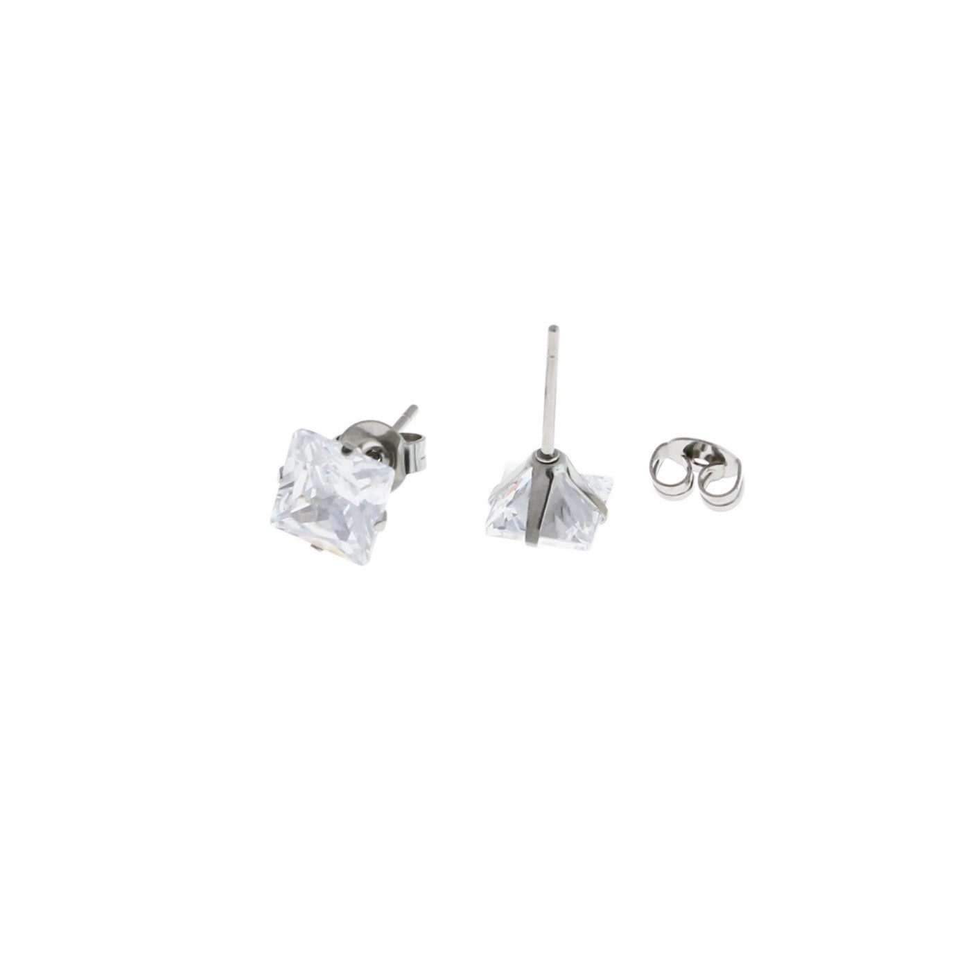 Boucles d'Oreilles Acier Inoxydable - Cubic Zirconia Studs - 7mm x 14mm - 2 Pièces 1 Paire - ER203
