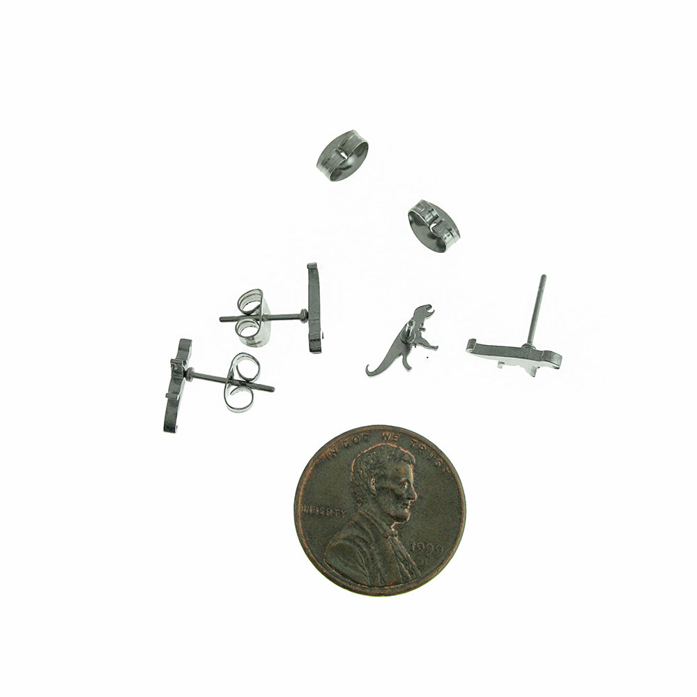 Boucles d'oreilles en acier inoxydable - Clous de dinosaure - 11 mm x 5 mm - 2 pièces 1 paire - ER496