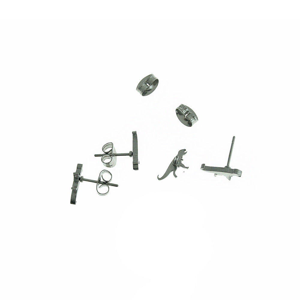 Boucles d'oreilles en acier inoxydable - Clous de dinosaure - 11 mm x 5 mm - 2 pièces 1 paire - ER496