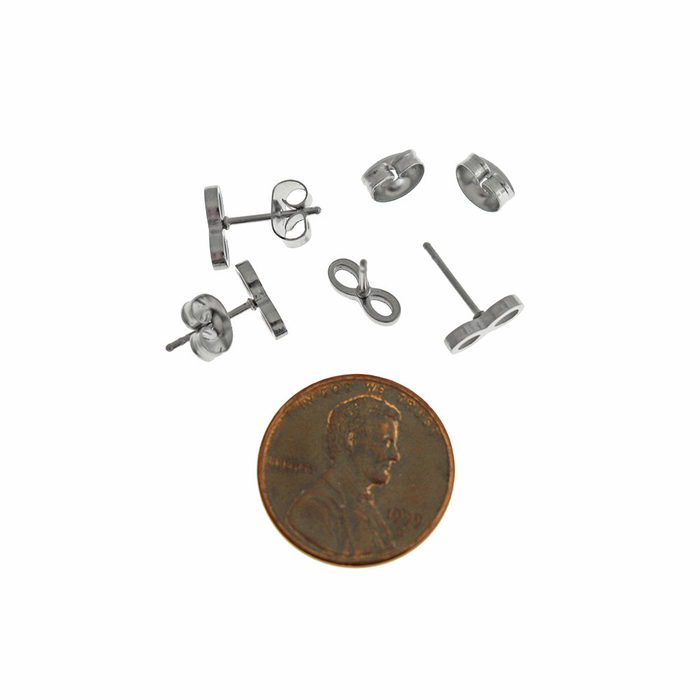 Boucles d'Oreilles Acier Inoxydable - Clous Symbole Infini - 8mm - 2 Pièces 1 Paire - ER894
