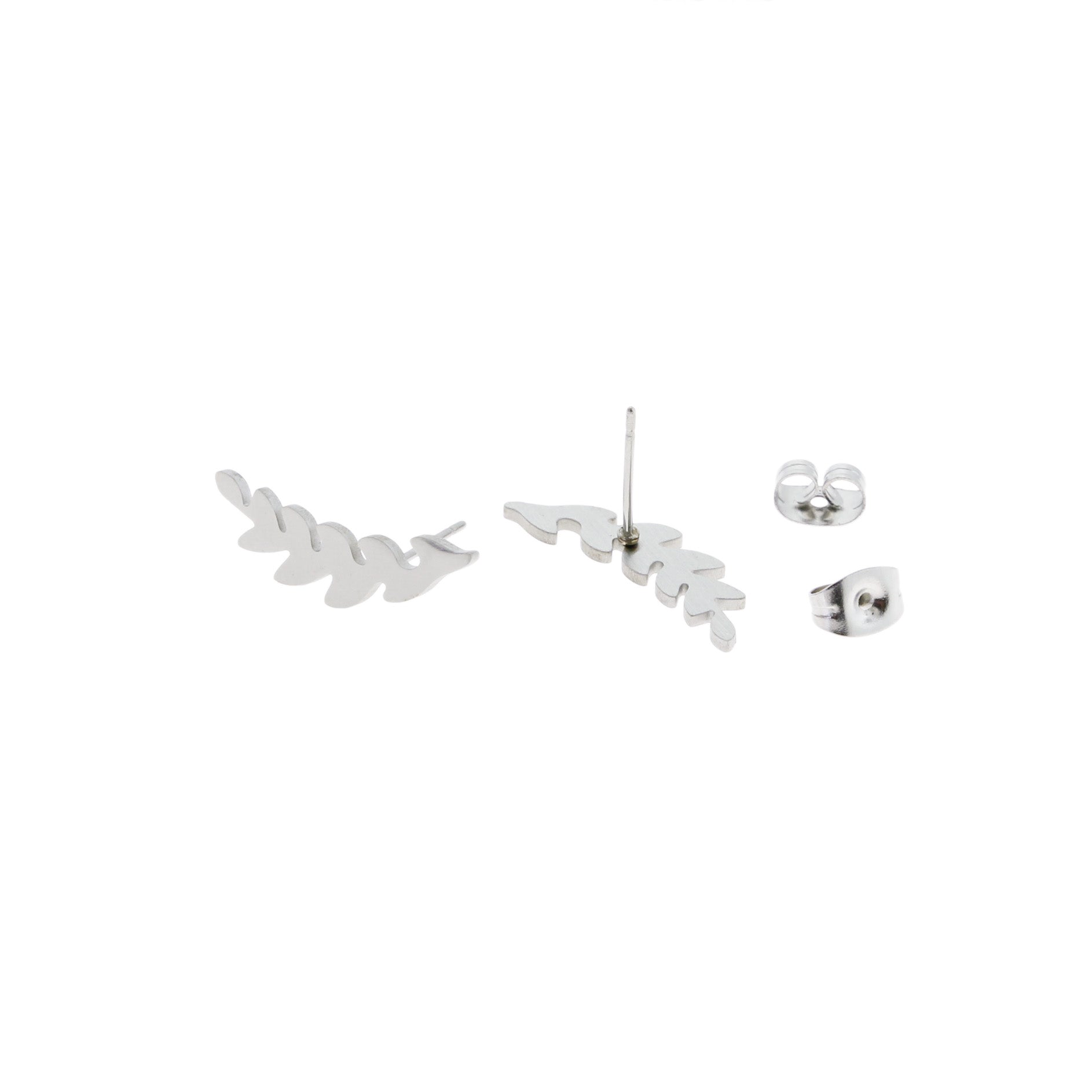 Boucles d'Oreilles Acier Inoxydable - Clous Feuilles - 20mm x 5mm - 2 Pièces 1 Paire - ER064