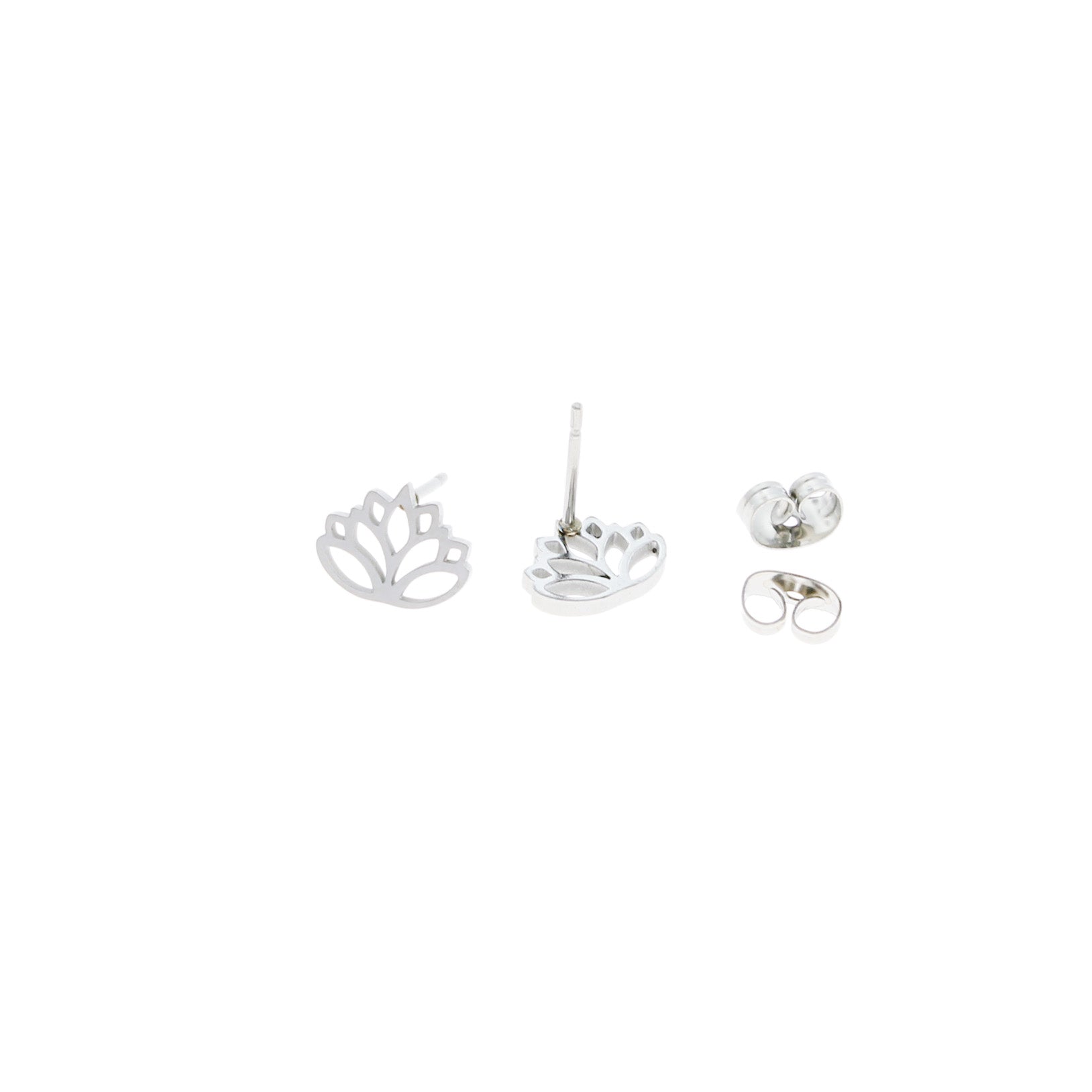 Stainless Steel Earrings - Lotus Studs - 10mm x 8mm - 1 Pair - Choose Your Tone!