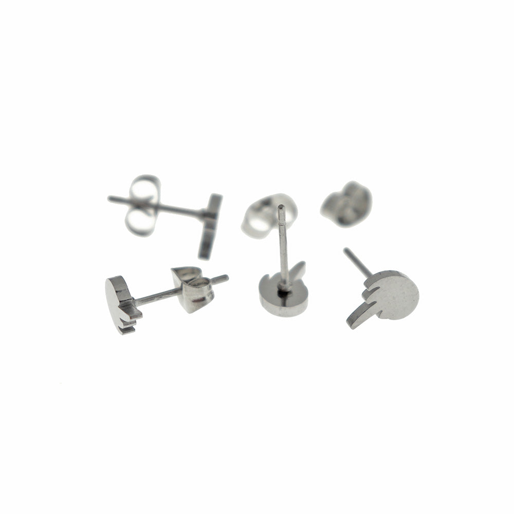 Stainless Steel Earrings - Middle Finger Studs - 8mm x 5mm - 2 Pieces 1 Pair - Choose Your Tone!