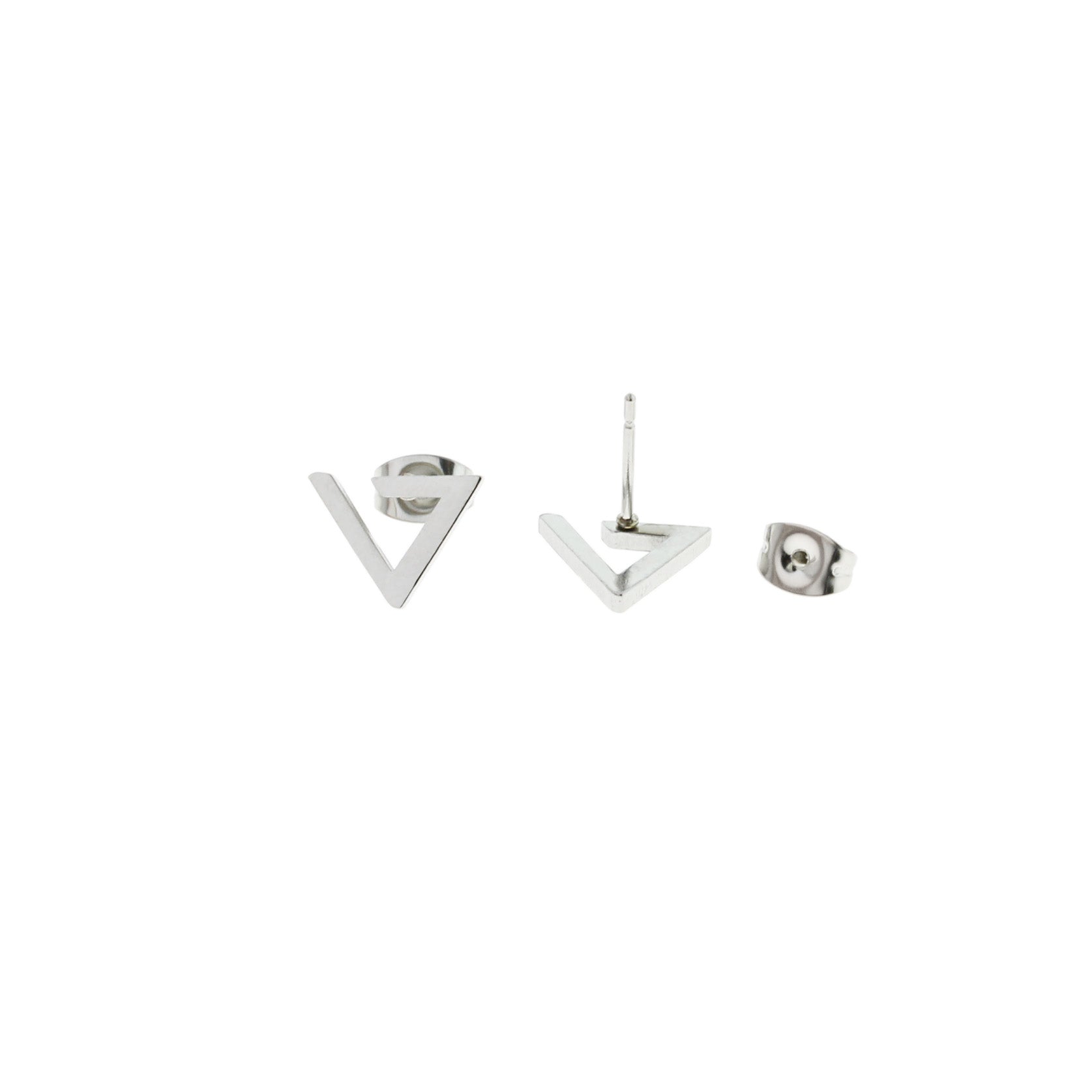 Boucles d'oreilles en acier inoxydable - Clous triangle ouverts - 11 mm x 8 mm - 1 paire - Choisissez votre couleur !