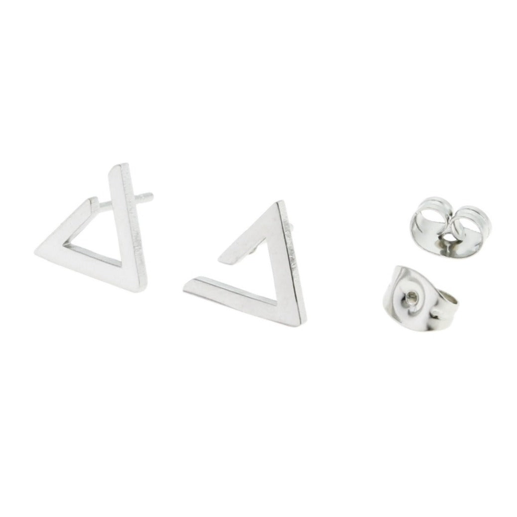 Boucles d'Oreilles Acier Inoxydable - Clous Triangle Ouvert - 11mm x 8mm - 2 Pièces 1 Paire - ER056