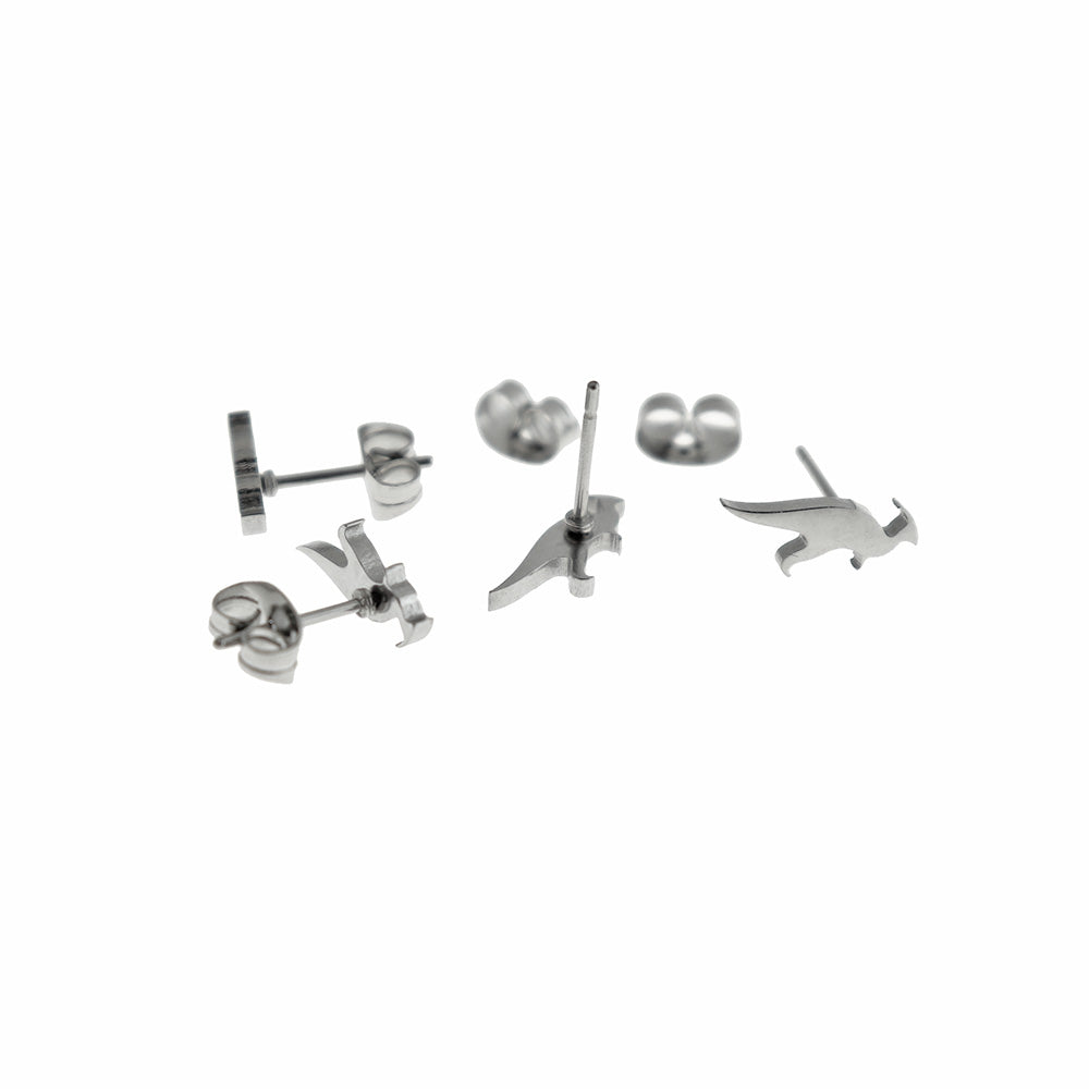 Boucles d'Oreilles Acier Inoxydable - Goujons Parasaurolophus - 11mm - 2 Pièces 1 Paire - ER948