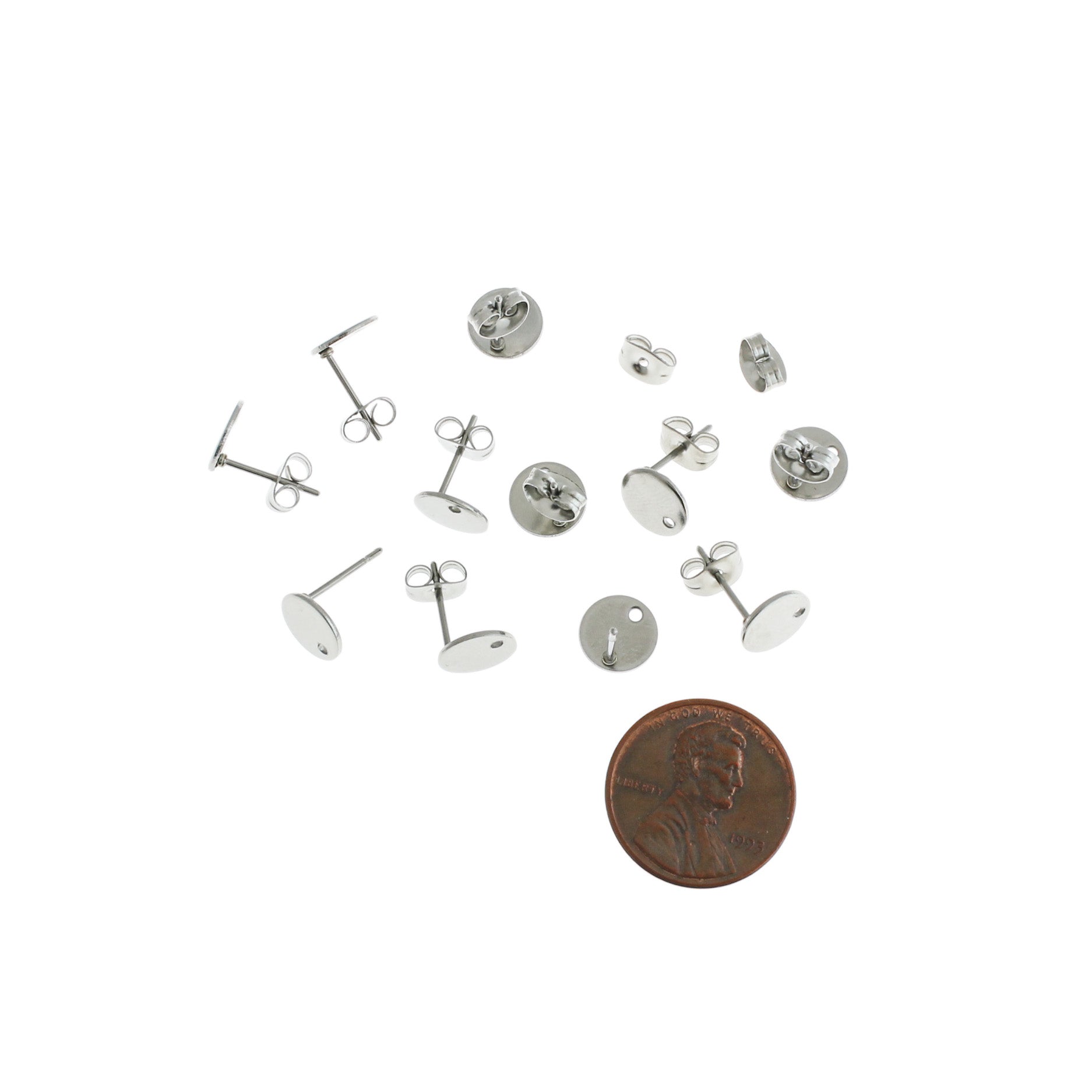 Stainless Steel Earrings - Round Stud Bases - 8mm x 1mm - Choose Your Tone & Quantity!