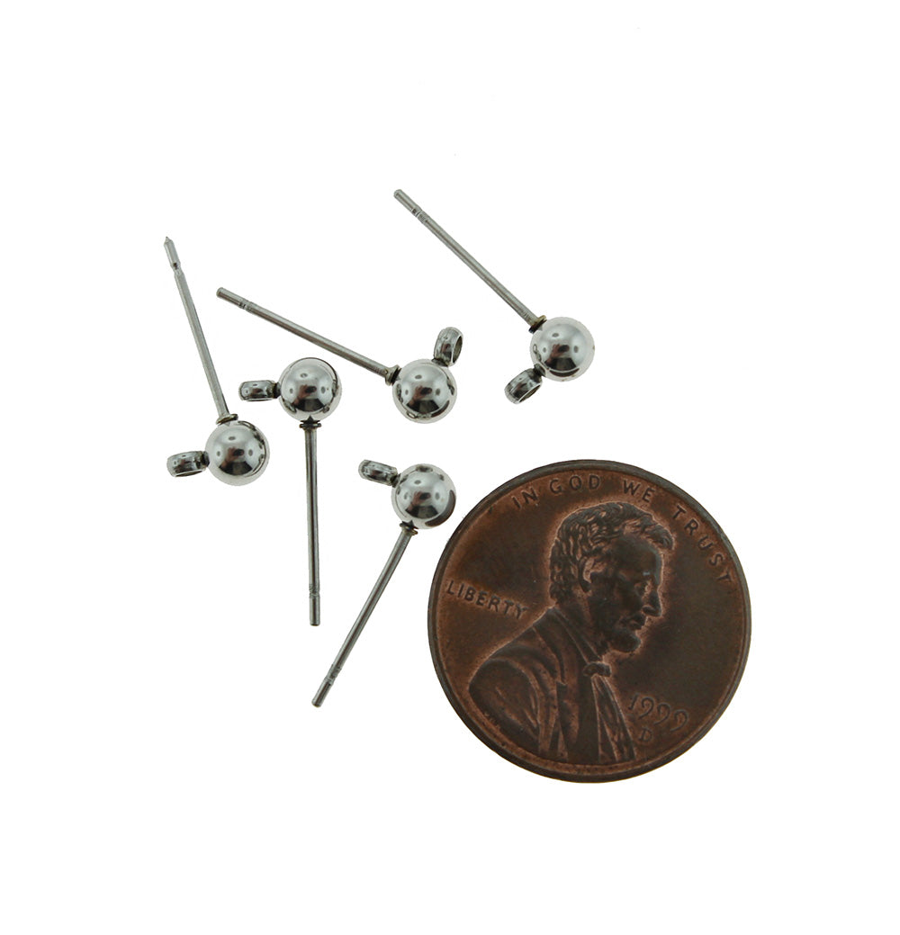 Boucles d'Oreilles Acier Inoxydable - Bases Clou Avec Boucle - 6mm x 4mm x 16mm - 10 Pièces 5 Paires - Z1090