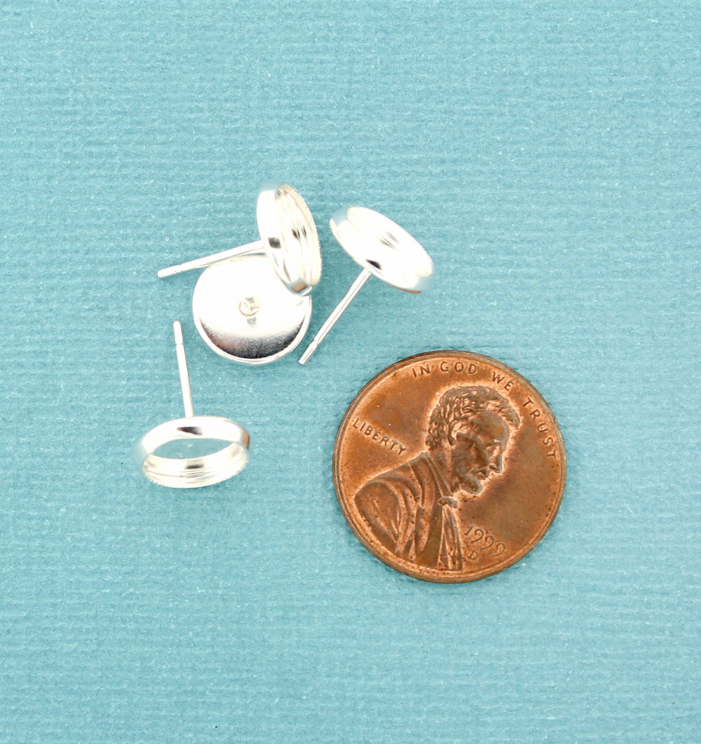 Stainless Steel Earrings - Stud Cabochon - 10mm x 2mm - 4 Pieces or 2 Pairs - Z1050