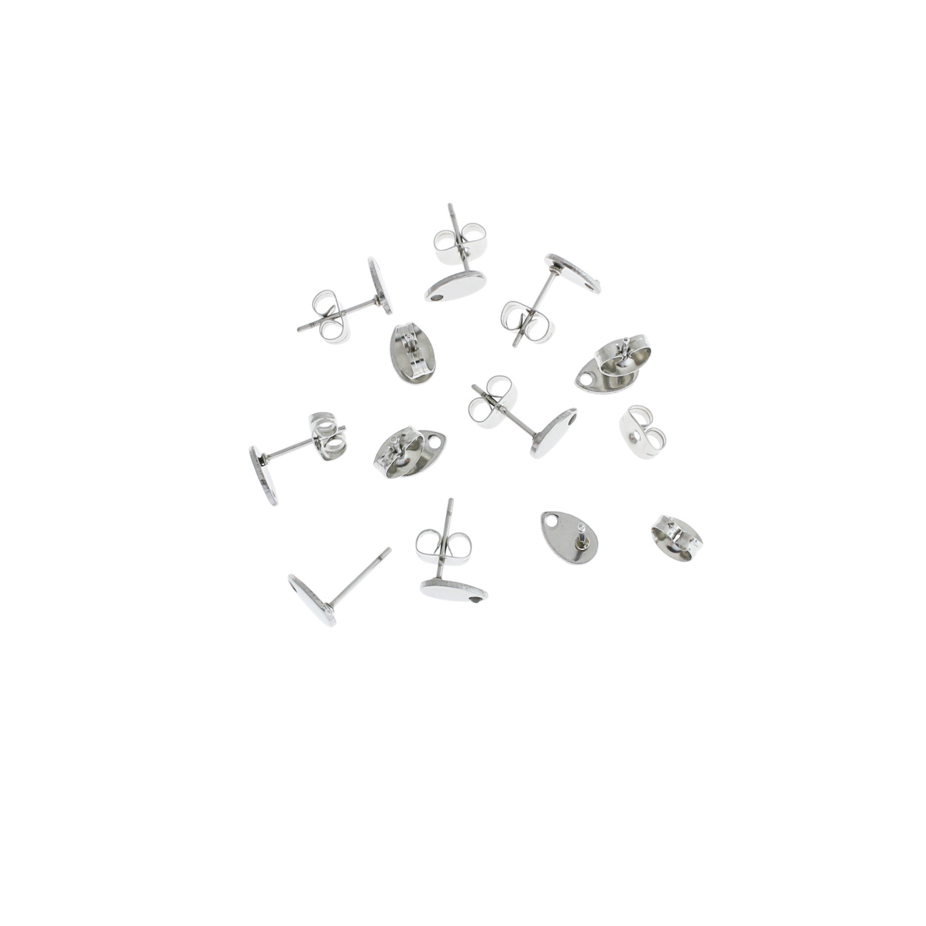 Stainless Steel Earrings - Teardrop Stud Bases - 8mm x 5mm - 2 Pairs - ER161