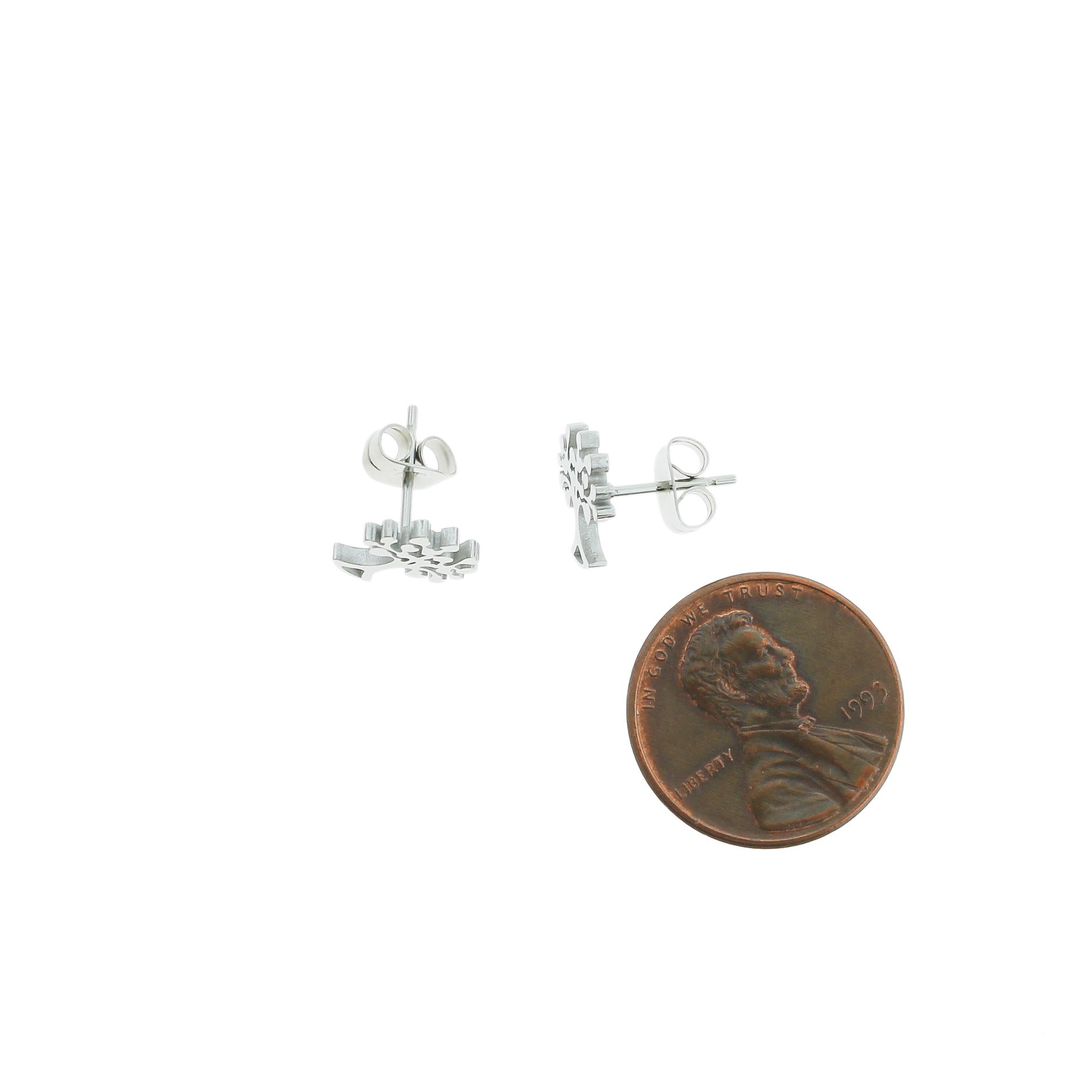 Boucles d'oreilles en acier inoxydable - Clous d'arbre - 10 mm x 9 mm - 2 pièces 1 paire - ER011